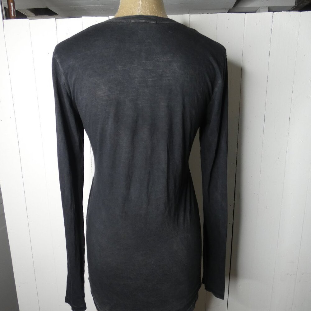 Cotton Citizen Women's S Grey Long Sleeve Burnout Top Scoop Neck Modal & Cotton - Picture 7 of 11